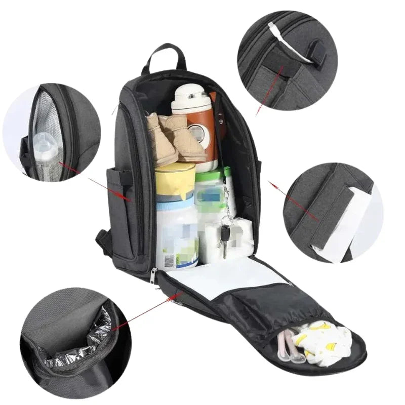 Waterproof Extra Large Capacity Mummy Diaper Backpack – Multi-Functional Travel Bag for Baby Care