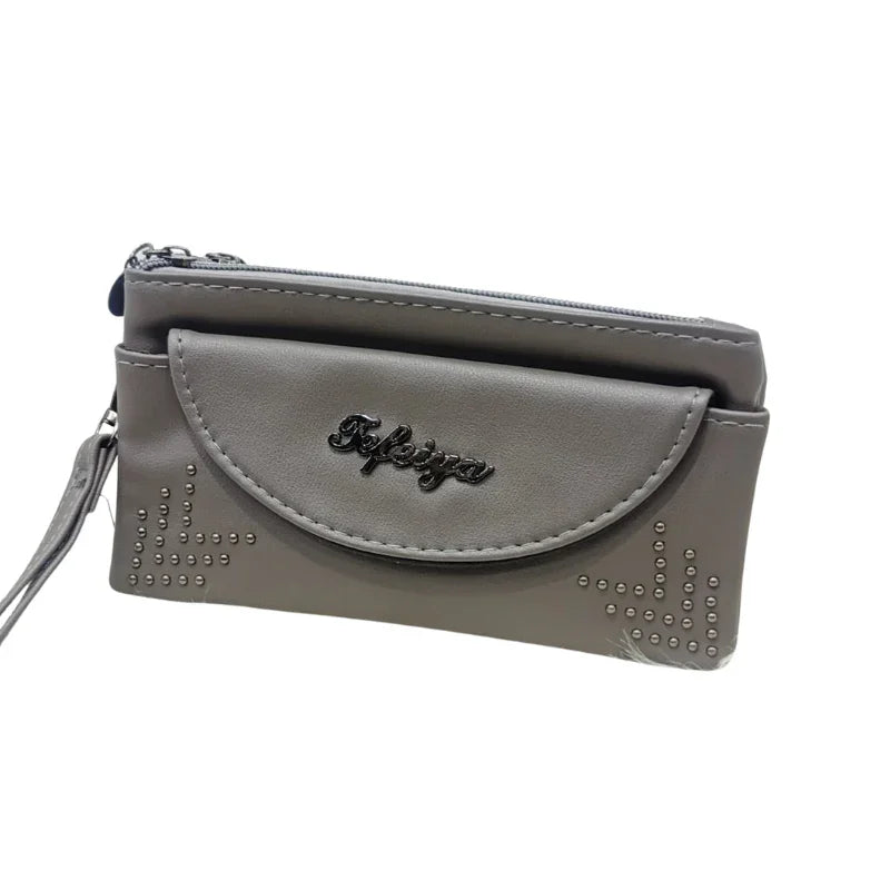 Stylish 3 Zipper Wristlet Wallet for Women Elegant Front Flap Design