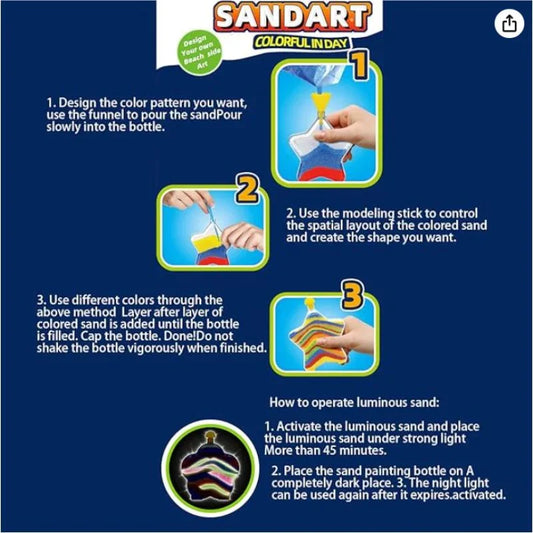 Color Day Sand Art Kit - 4 Designs, 6 Vibrant Colors