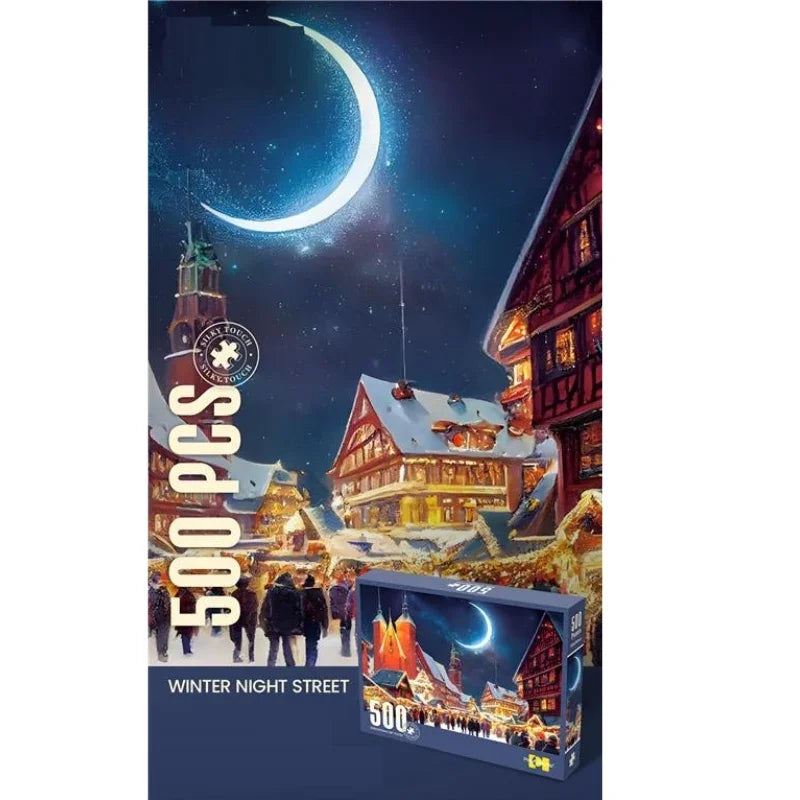 Jigsaw Winter Night Street Puzzle Playset Toy For Kids (500 Pcs)
