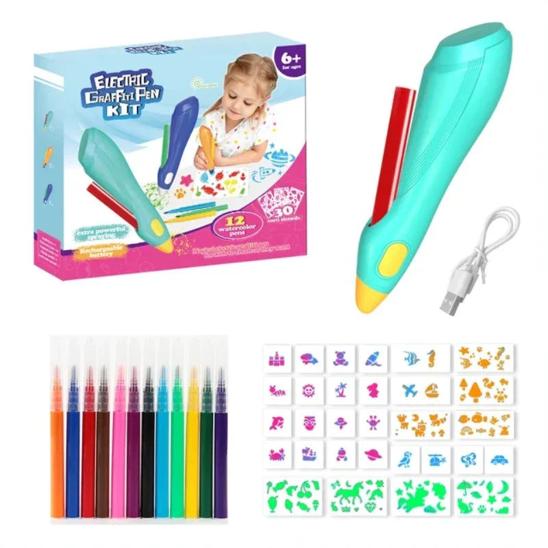 Electric Multicolor Blow Pen For Kids - 12 Colors