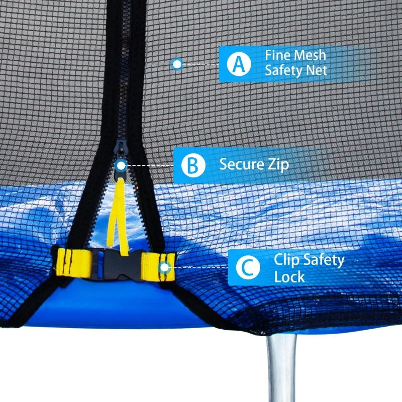Circular Trampoline With Safety Net And Ladder For Kids - 10 FT