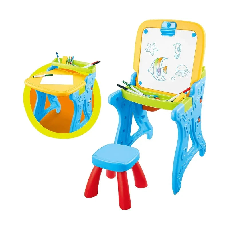 2 In 1 Drawing Desk And Easel Learning Playset For Kids