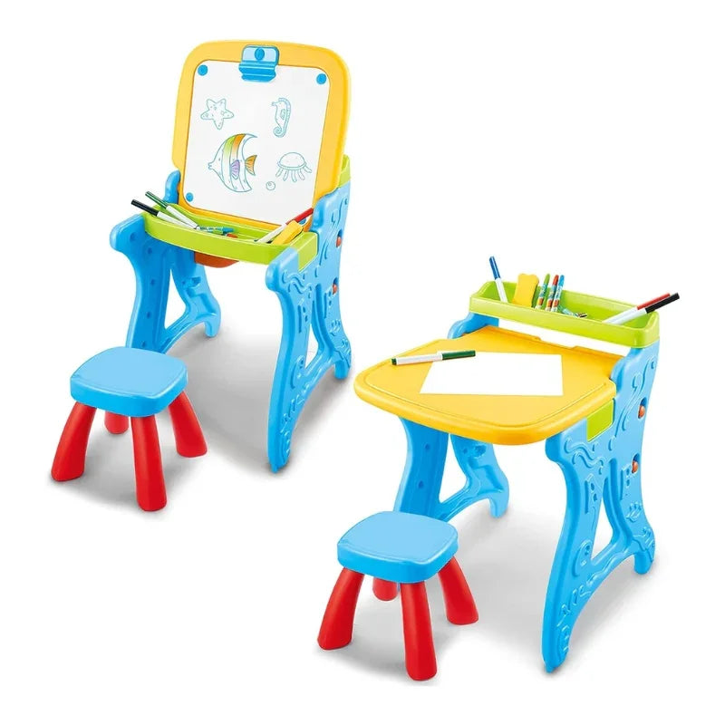 2 In 1 Drawing Desk And Easel Learning Playset For Kids