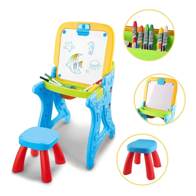 2 In 1 Drawing Desk And Easel Learning Playset For Kids