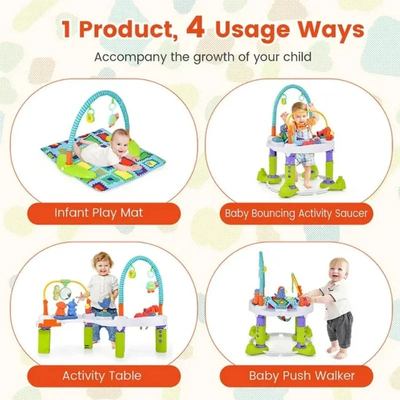 4 In 1 Foldable Bouncer Activity Center With Height Adjustable For Baby