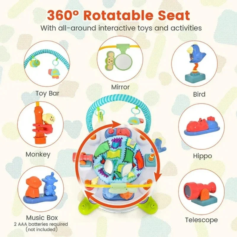 4 In 1 Foldable Bouncer Activity Center With Height Adjustable For Baby