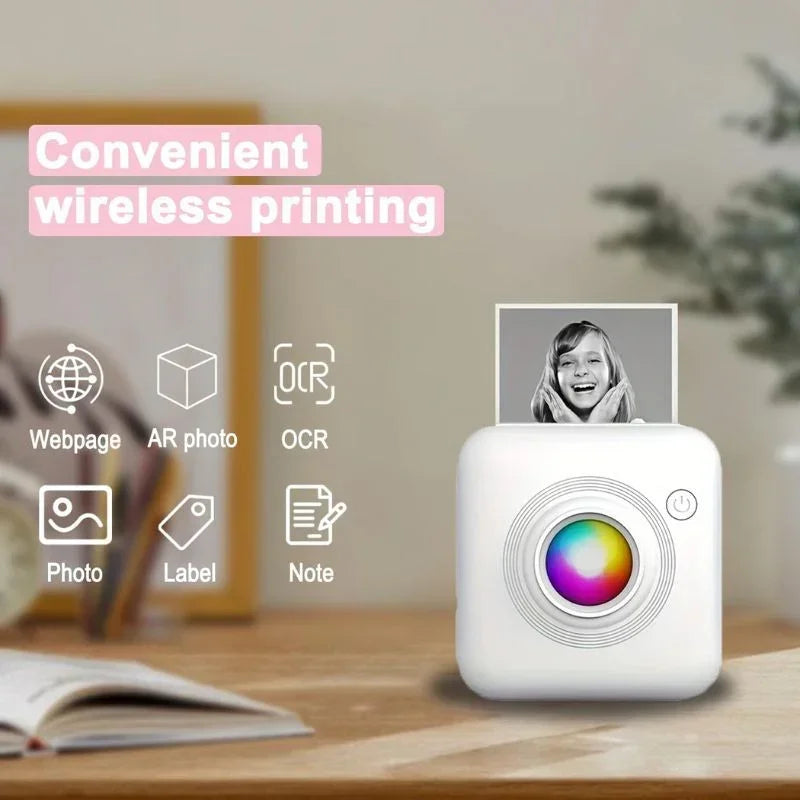 Mini Portable Rechargeable Camera Printer Print Photos Anywhere