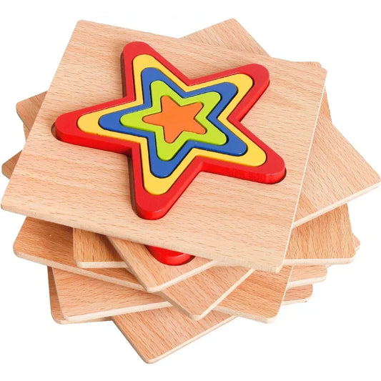 Wooden 3D Geometric Star Puzzle – Ignite Creativity & Logical Thinking