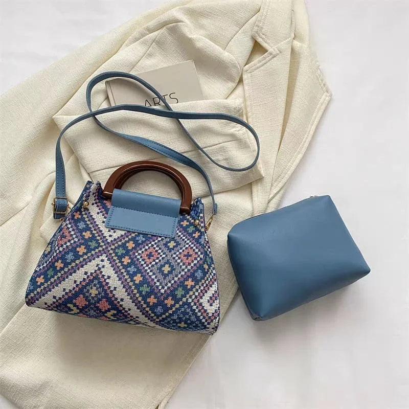 Trendy Printed Handbag with Small Pouch – Stylish & Practical