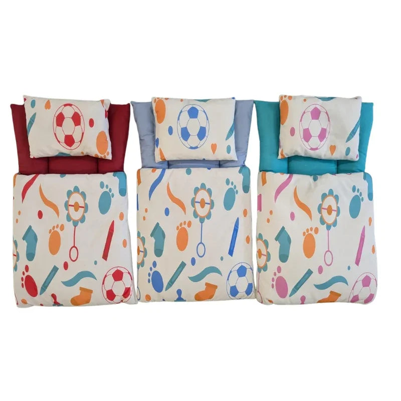 PlayPal Kids Bedding Set Colorful & Comfy Sleep Mats with Fun Sports & Toy