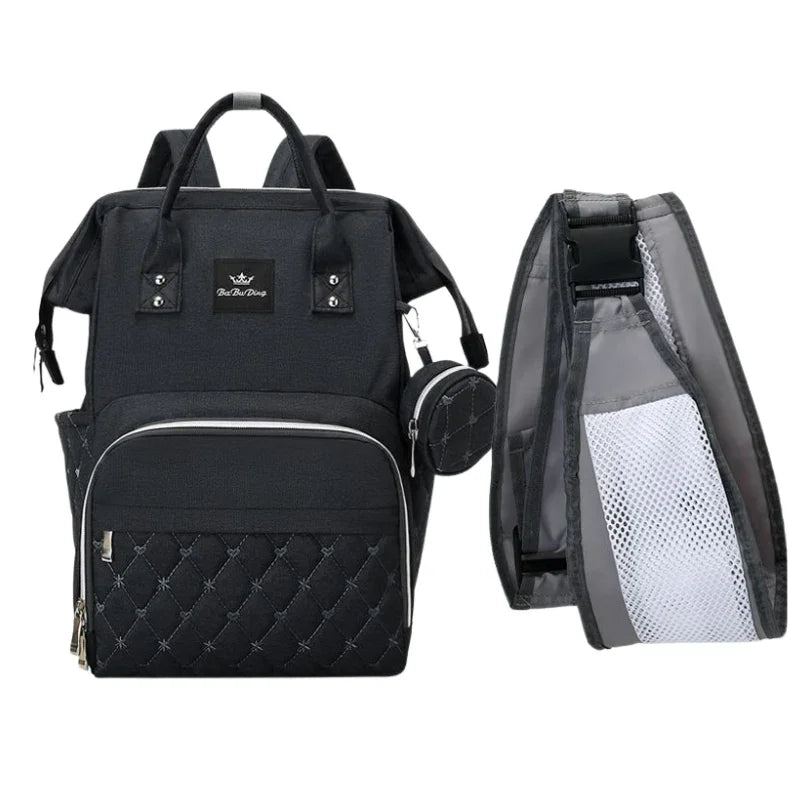 Luxury Diaper Backpack – Chic Quilted Style with Built-In Stroller Straps & Accessory Pouch