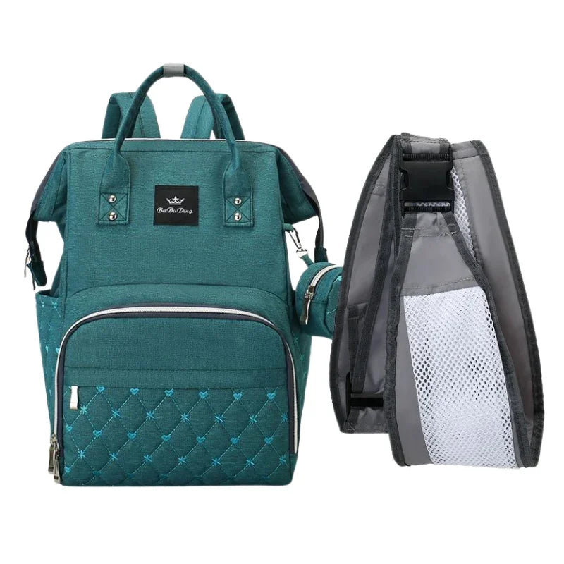 Luxury Diaper Backpack – Chic Quilted Style with Built-In Stroller Straps & Accessory Pouch