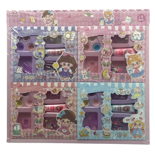 12-Piece Cute Girls' DIY Makeup & Accessories Set  Fun Play Kit for Kids 1Pcs