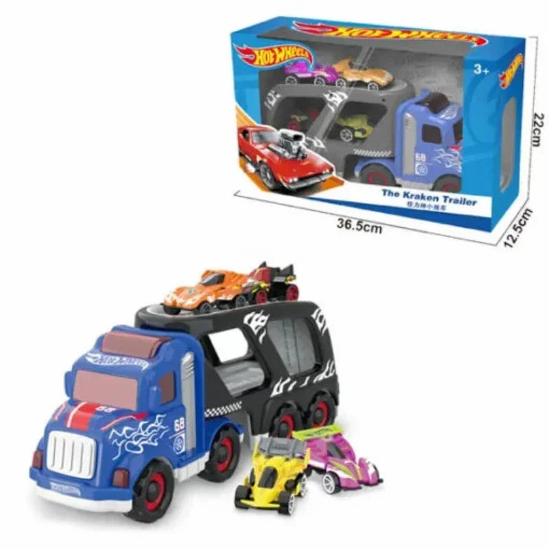 Hot Wheels Power Hauler Double-Layer Sound & Light Trailer with Sliding Cars