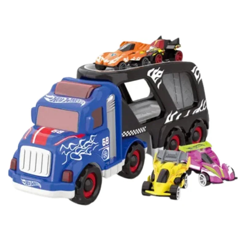 Hot Wheels Power Hauler Double-Layer Sound & Light Trailer with Sliding Cars