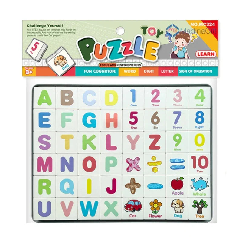 Learn & Play Duo – Alphabet & Number Puzzle with Magnetic Drawing Board