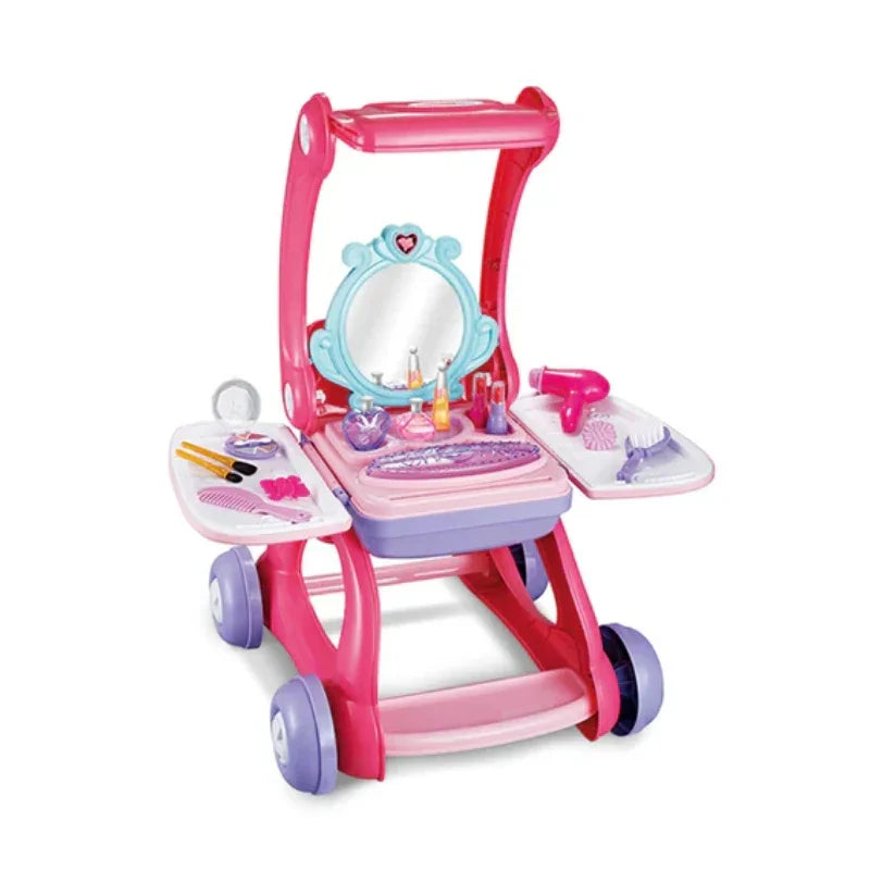 2-in-1 Supermarket & Makeup Playset Transformable Trolley for Stylish Roleplay Fun