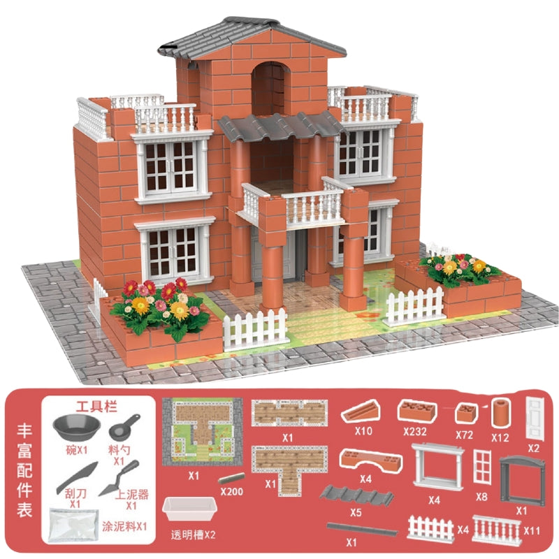 DIY Bricklayers House Building Kit – Handcrafted Villa Model Block Toy