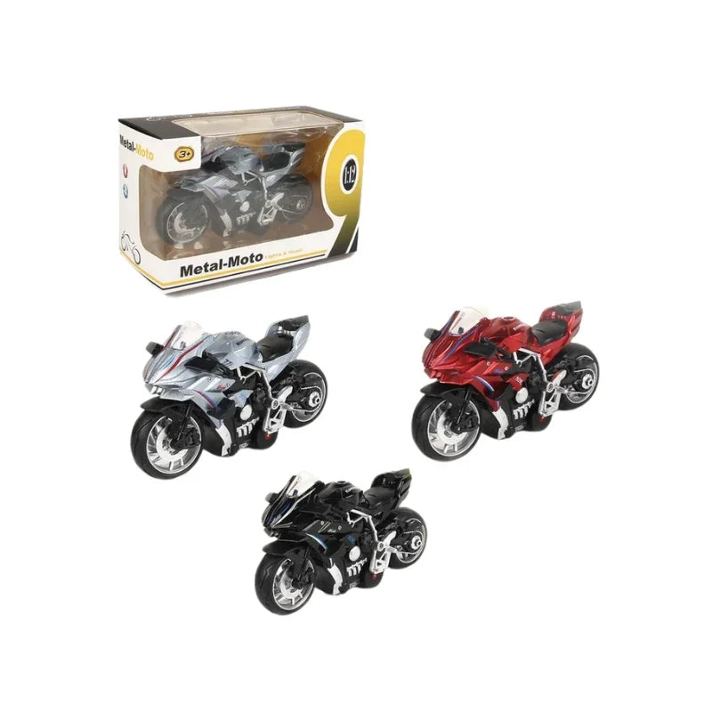 Metal Moto Diecast Superbike – 1:18 Scale Pull-Back Racing Motorcycle (Assorted)