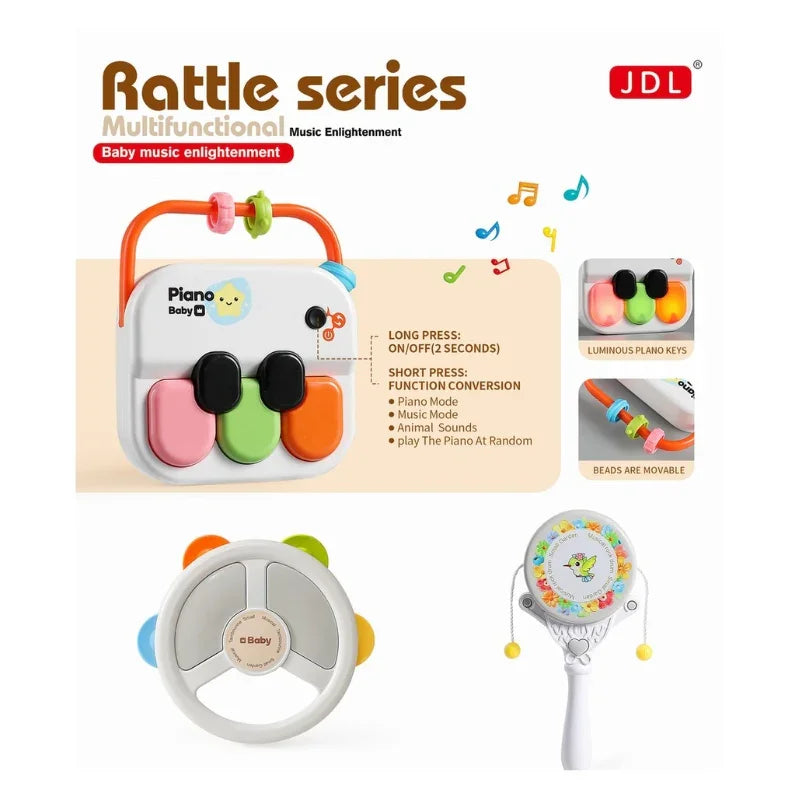 JDL Musical Rattle Toy Multifunctional Sound & Light Activity for Babies