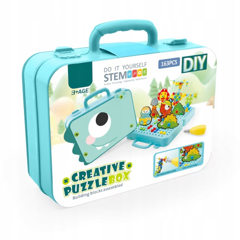STEM Explorer DIY Puzzle Toolbox – 163-Piece Creative Construction Set for Kids