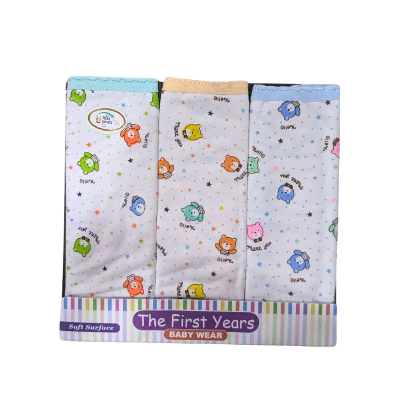 Little Star Baby Face Towels Pack of 3 Bear Design, Multicolor