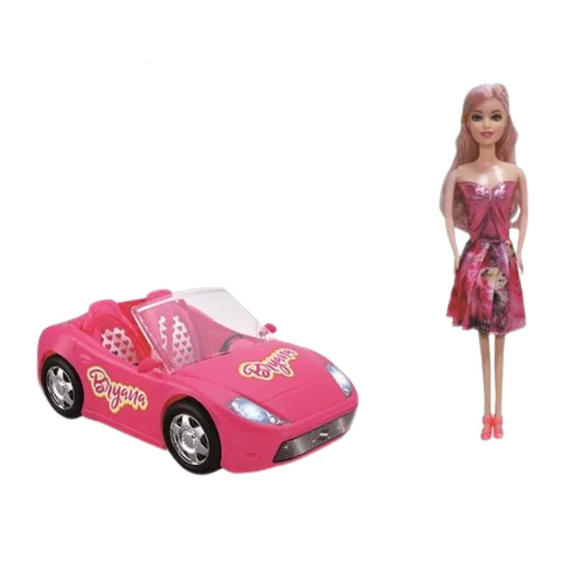Barbie Convertible Car Doll Playset Lights Music Stylish Fun Ride