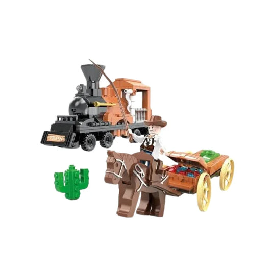 COGO Train & Horse Cart Building Block Set Creative 2 in 1 Fun