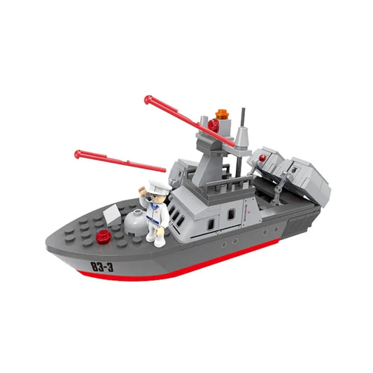 2 in 1 Military Ship Building Block Set COGO Action Series