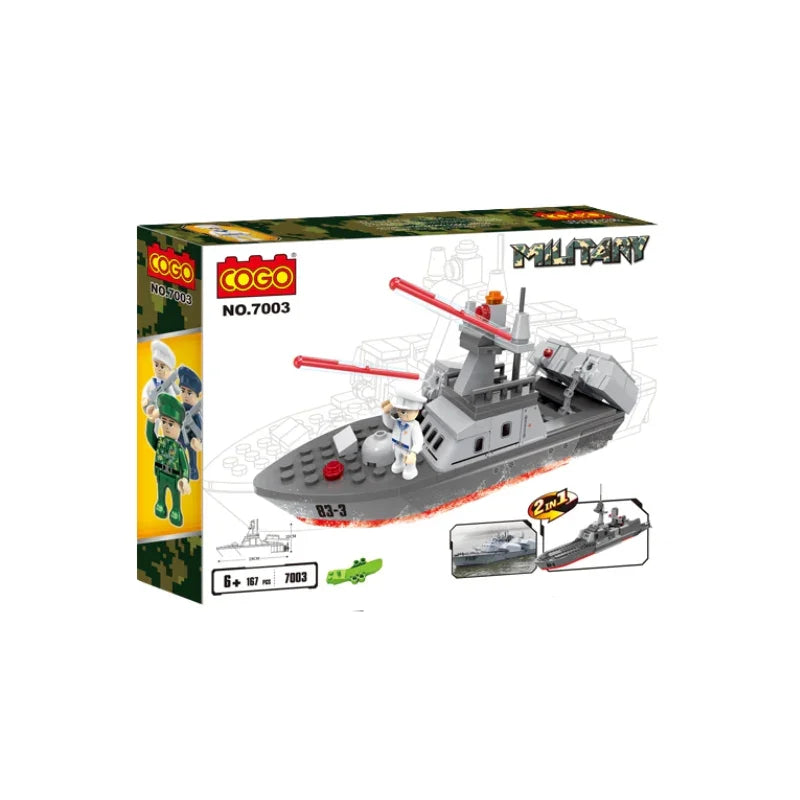 2 in 1 Military Ship Building Block Set COGO Action Series