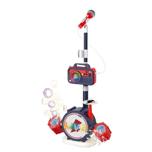 Kids Musical Karaoke Mic & Drum Set with Bubble and Light Effects Live Concert Fun