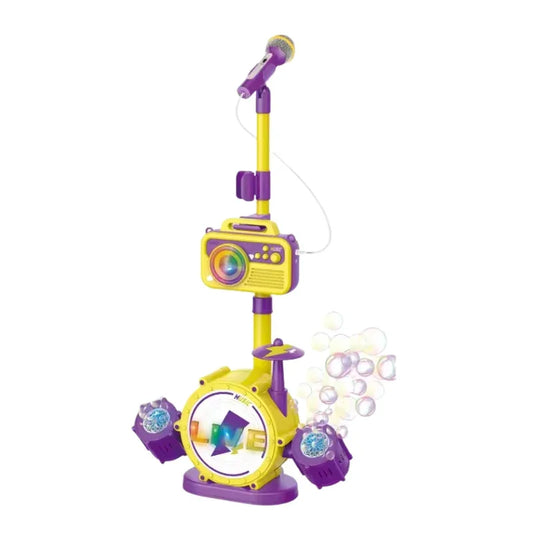 Kids Musical Karaoke Mic & Drum Set with Bubble and Light Effects Live Concert Fun