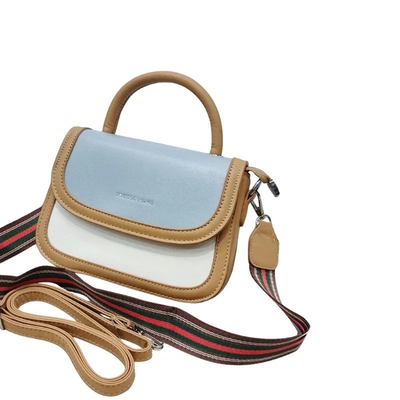 Stylish Girls Pink and White Shoulder Bag with Dual Straps