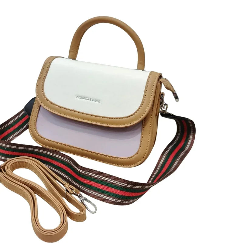 Stylish Girls Pink and White Shoulder Bag with Dual Straps