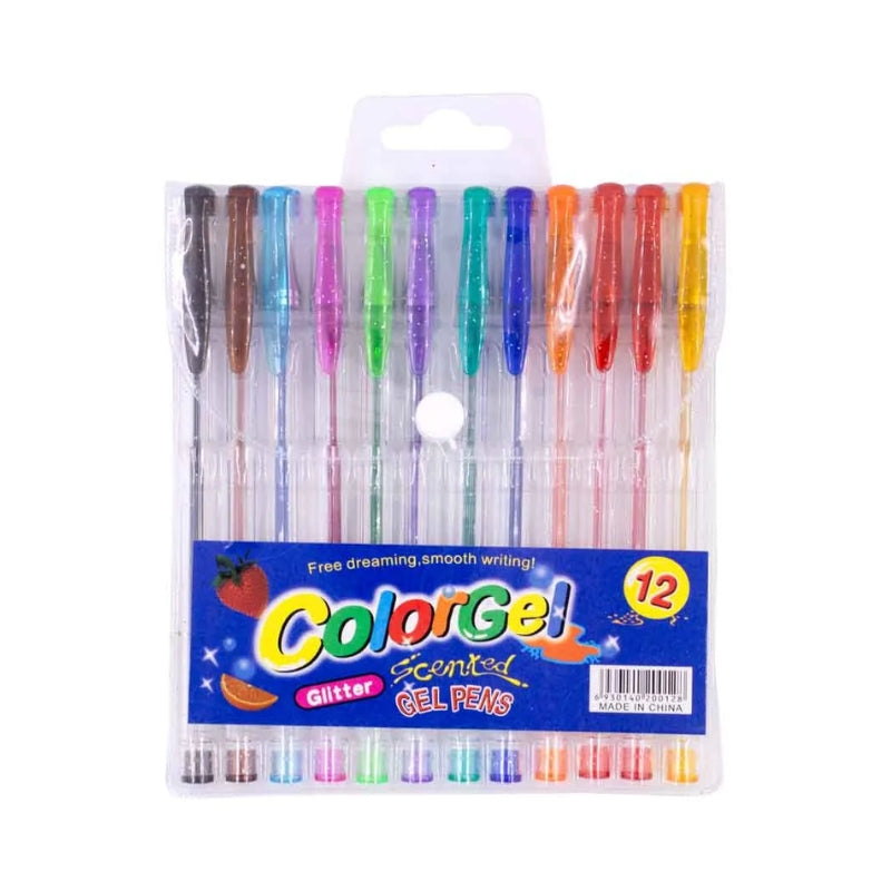 Glitter Gel Pen Set 12 Vibrant Colors (Model #805-12)
