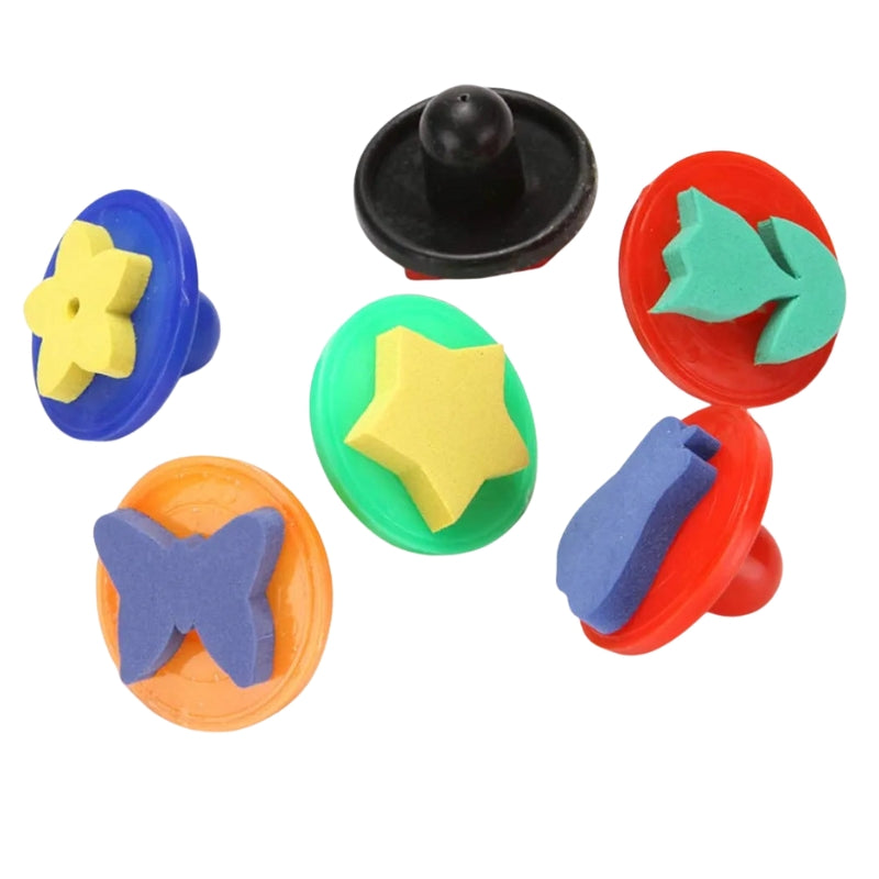 6 Pcs Colourful Stamps Set with Easy Grip Small Handles