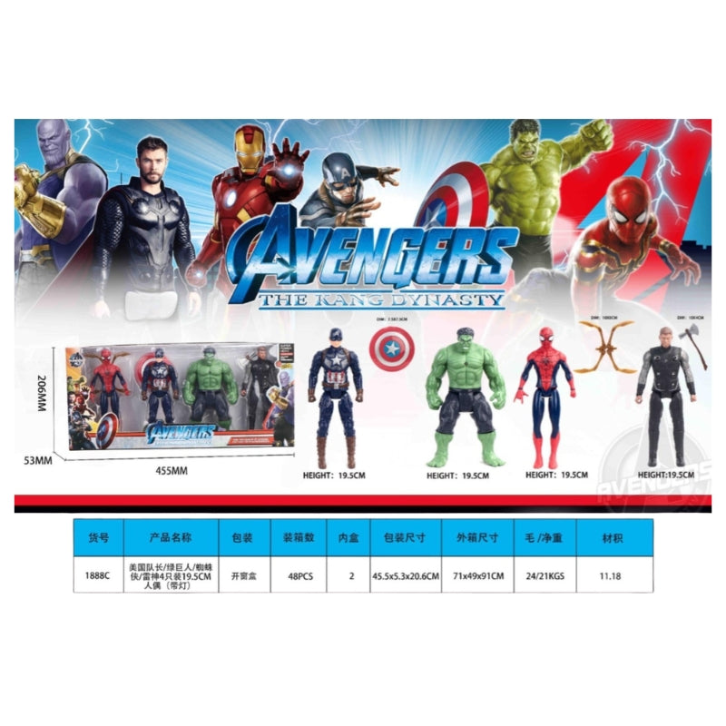 Super Hero Action Figure Play Set – 4-Piece Articulated Toy Figures with Accessories