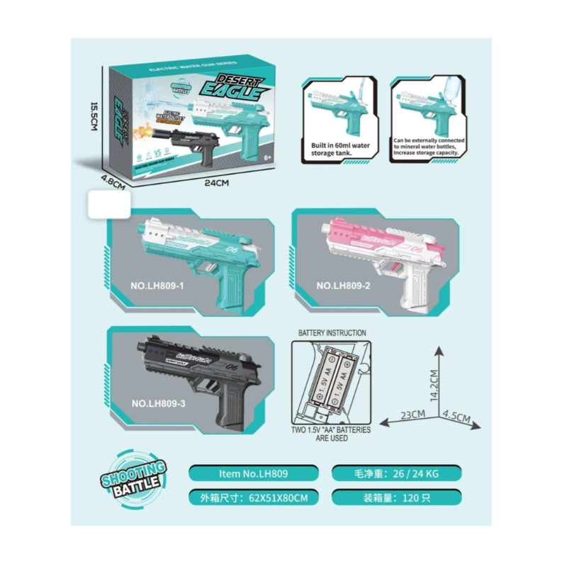 Desert Eagle Electric Automatic Water Gun Toy with External Bottle Connector