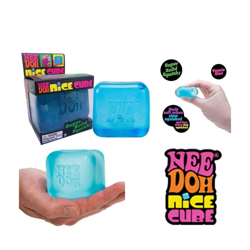 NeeDoh Nice Cube Super Solid Squish Fidget Toy – Blue