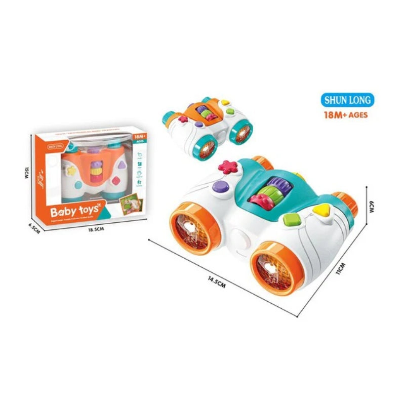 Shun Long Educational Baby Binoculars Toy with Light and Music – White & Orange
