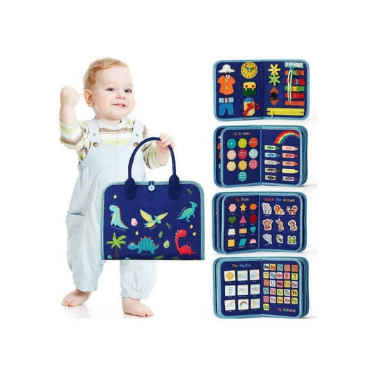 Toddler Felt Sensory Busy Board Bag with Dinosaur and Unicorn Themes