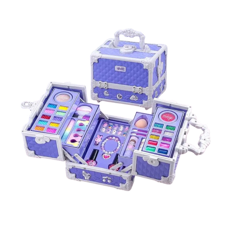 Luxury Kids Makeup Kit Vanity Case Set with Accessories – Brand New Washable Play Beauty Box
