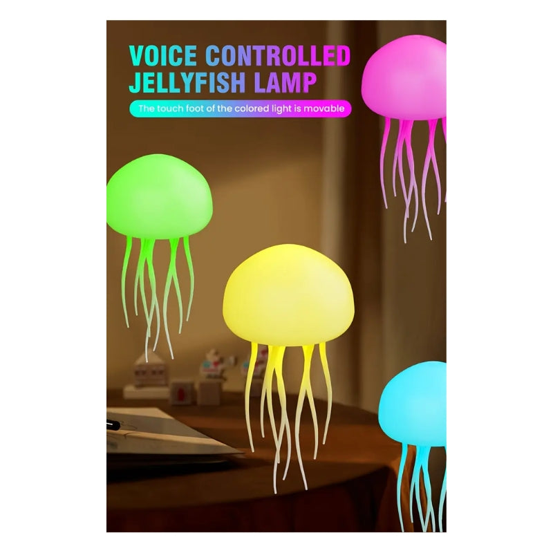 Voice-Controlled Jellyfish LED Night Light & Sensory Lamp – Brand New Interactive Color-Changing Nursery Light