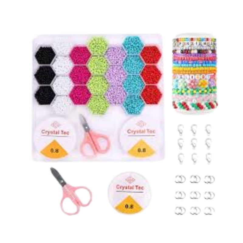DIY Glass Seed Bead Jewelry Making Kit with Hexagon Storage Tray & Tools – Brand New Friendship Bracelet Craft Set