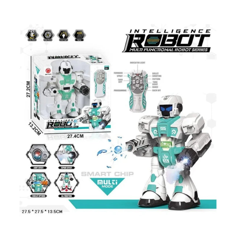 Intelligence RC Smart Robot Toy with Mist Spray, Water Bombs & LED Lights β Brand New Multi-Functional Remote Control Robot