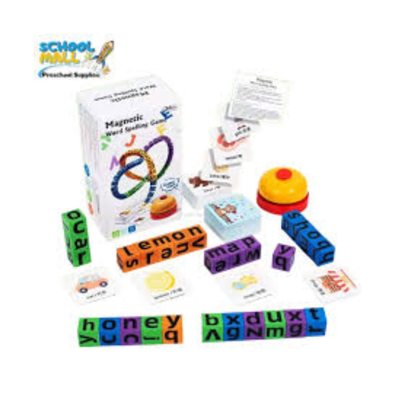 Interactive Magnetic Word Spelling Game β Brand New Kids Alphabet Literacy Toy Set with Flashcards, Letter Blocks & Answer Bell