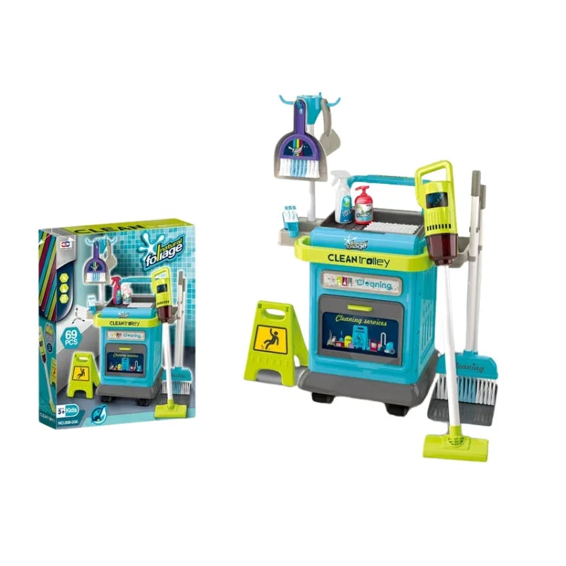 Kids Cleaning Trolley Play Set Pretend Play for Little Helpers