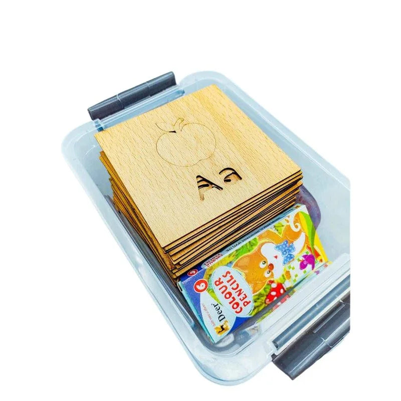 DIY Kids Wooden Stencils Drawing Kit - 24 Piece (Alphabet stencils set)