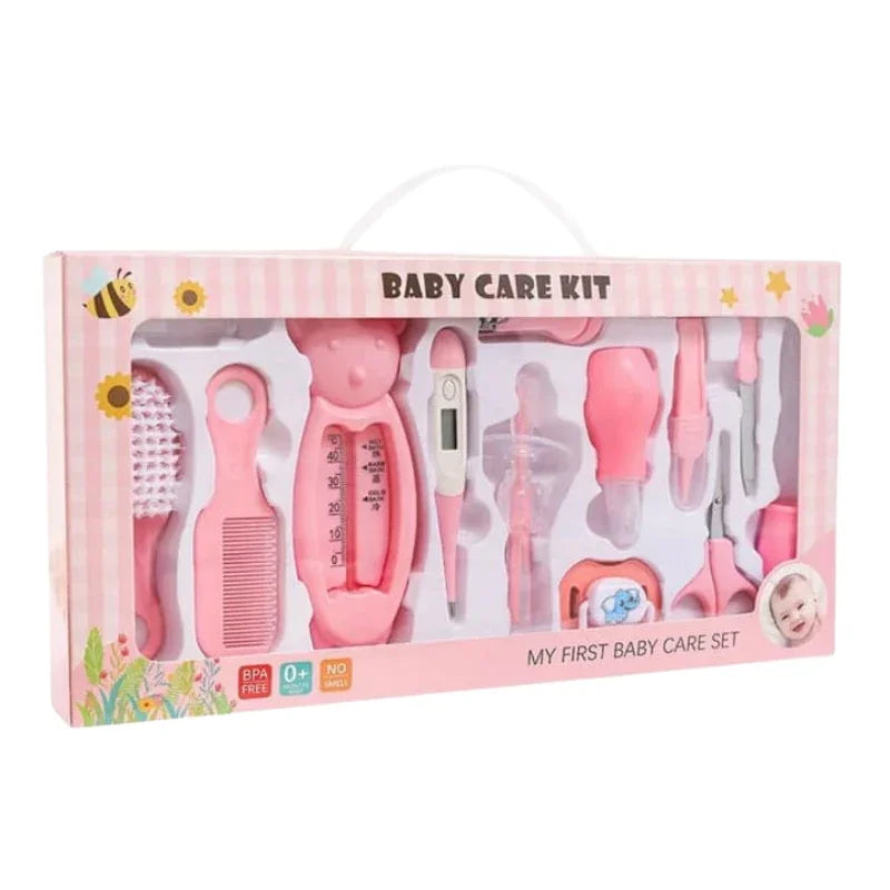 My First Baby Care Set – 10-Piece Pink Baby Grooming Kit